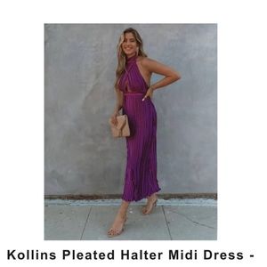 Jillian pleated halter dress violet